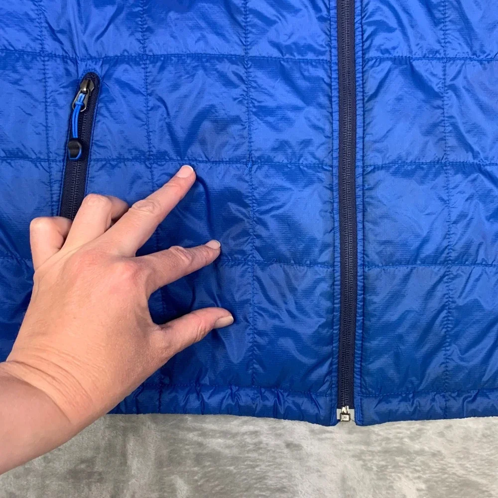 LL Bean Primaloft Packaway Vest Mens XL Tall Quilted Blue Full Zip Outdoor Hike‎